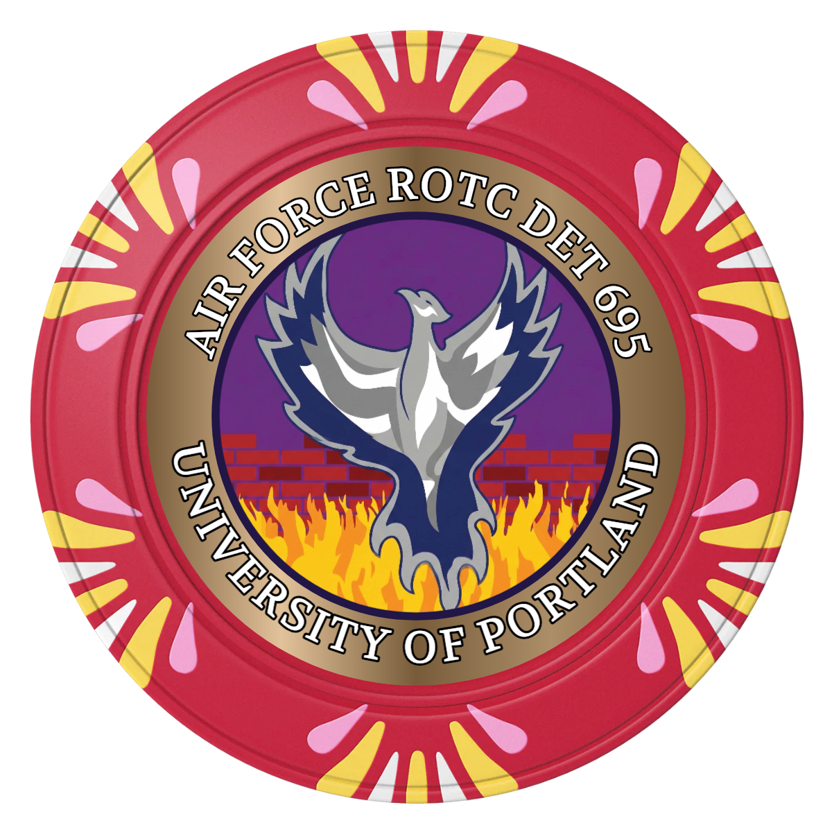 Air Force ROTC Det 695 Clay Poker Chips - Red / Macau / 40mm - Front