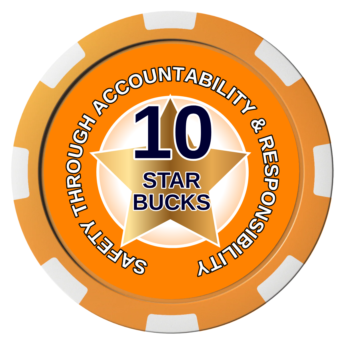 Safety Star Composite Poker Chips - Orange / 8 Spot - Front