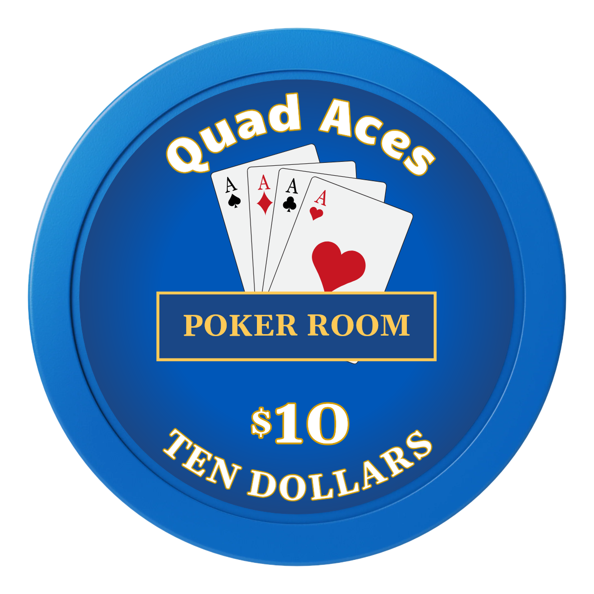 Quad Aces 2" Oversized Poker Chips - Blue - Back