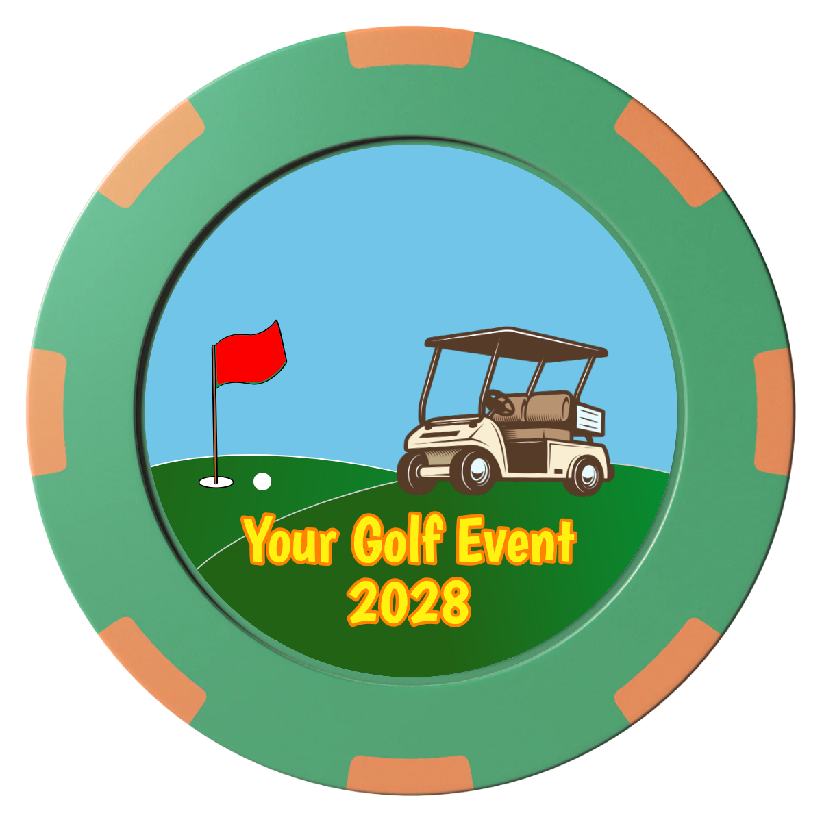 Going Golfing Today Clay Poker Chips - Green / 8 Spot (2 Tone) / 40mm - Front