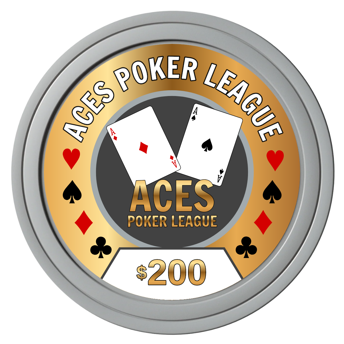 Aces Poker League Composite Poker Chips - Gray / Solid - Front