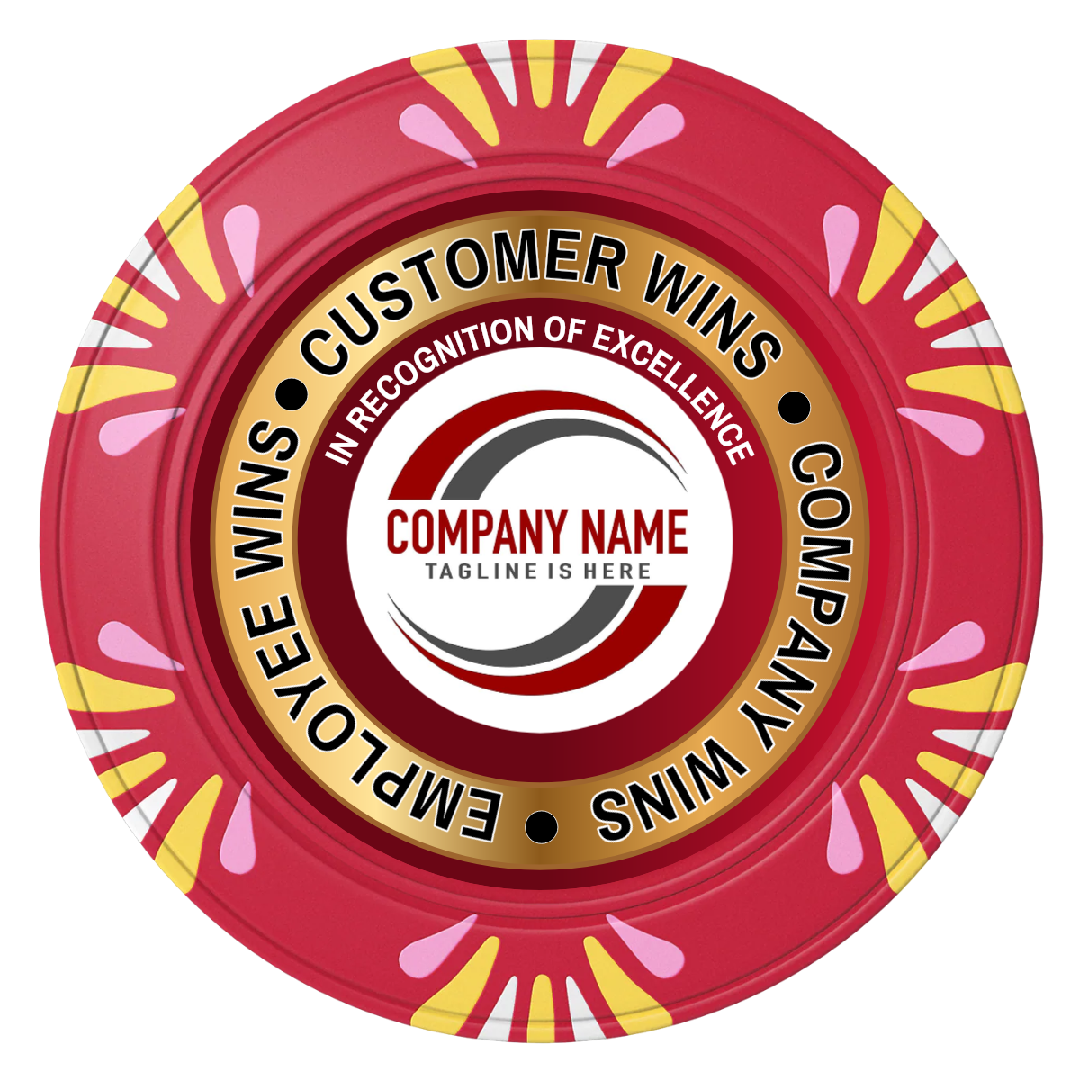 Gold Standard Clay Poker Chips - Red / Macau / 40mm - Front