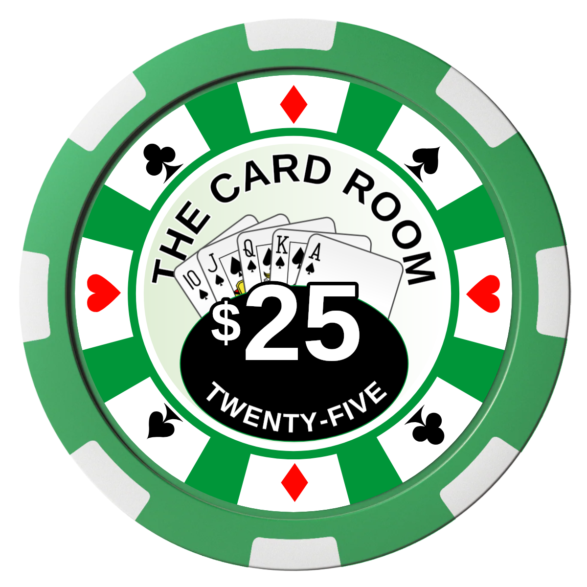 A Suitable Design Composite Poker Chips - Green / 8 Spot - Front