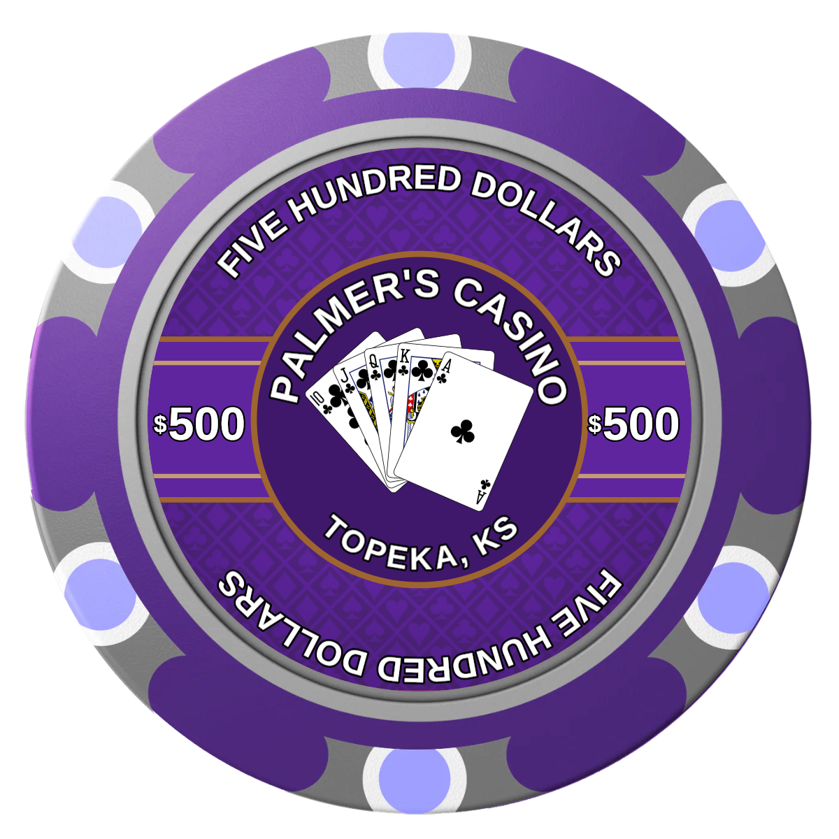 Palmer's Casino Clay Poker Chips - Purple / Monte Carlo / 40mm - Front