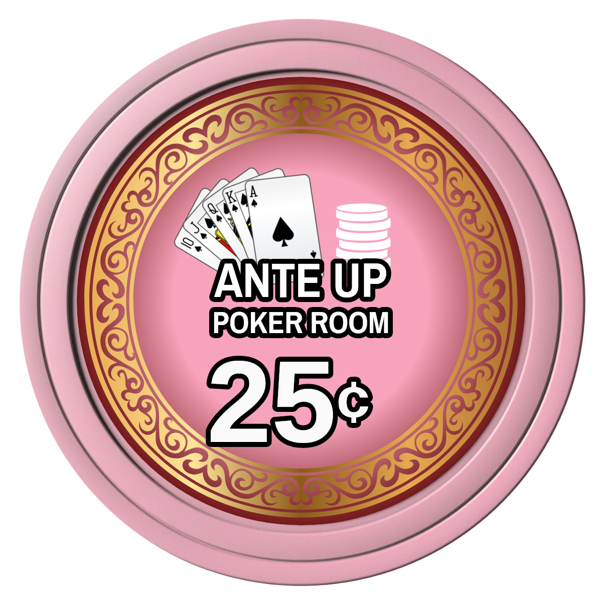 Ante Up Poker Room Composite Poker Chips - Pink / Solid - Front
