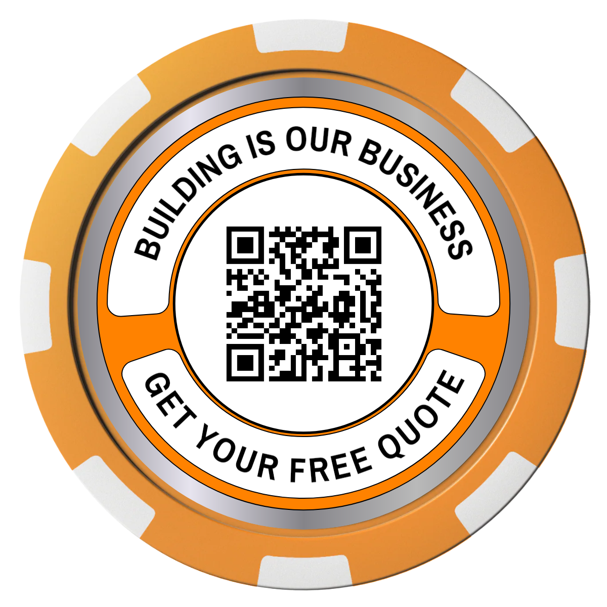 Acme Construction Composite Poker Chips - Orange / 8 Spot - Front