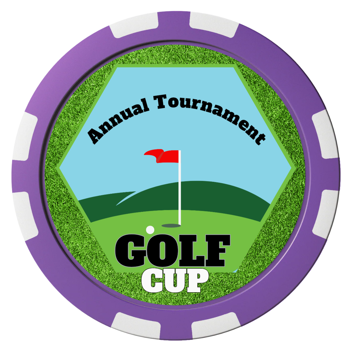 Golf Cup Composite Poker Chips - Purple / 8 Stripe - Front