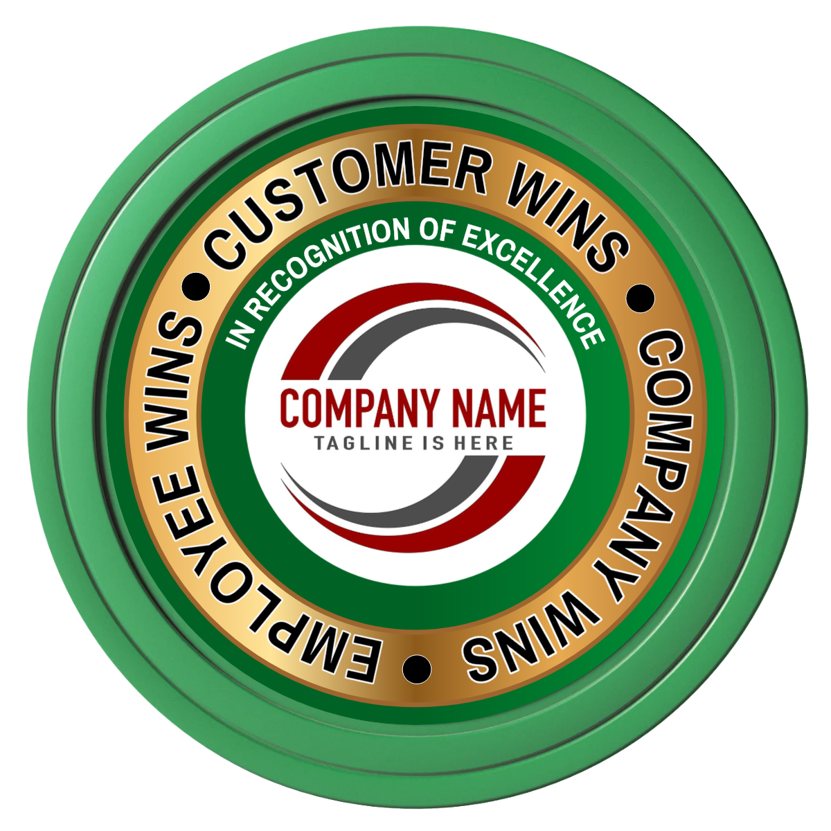 Gold Standard Composite Poker Chips - Green / Solid - Front