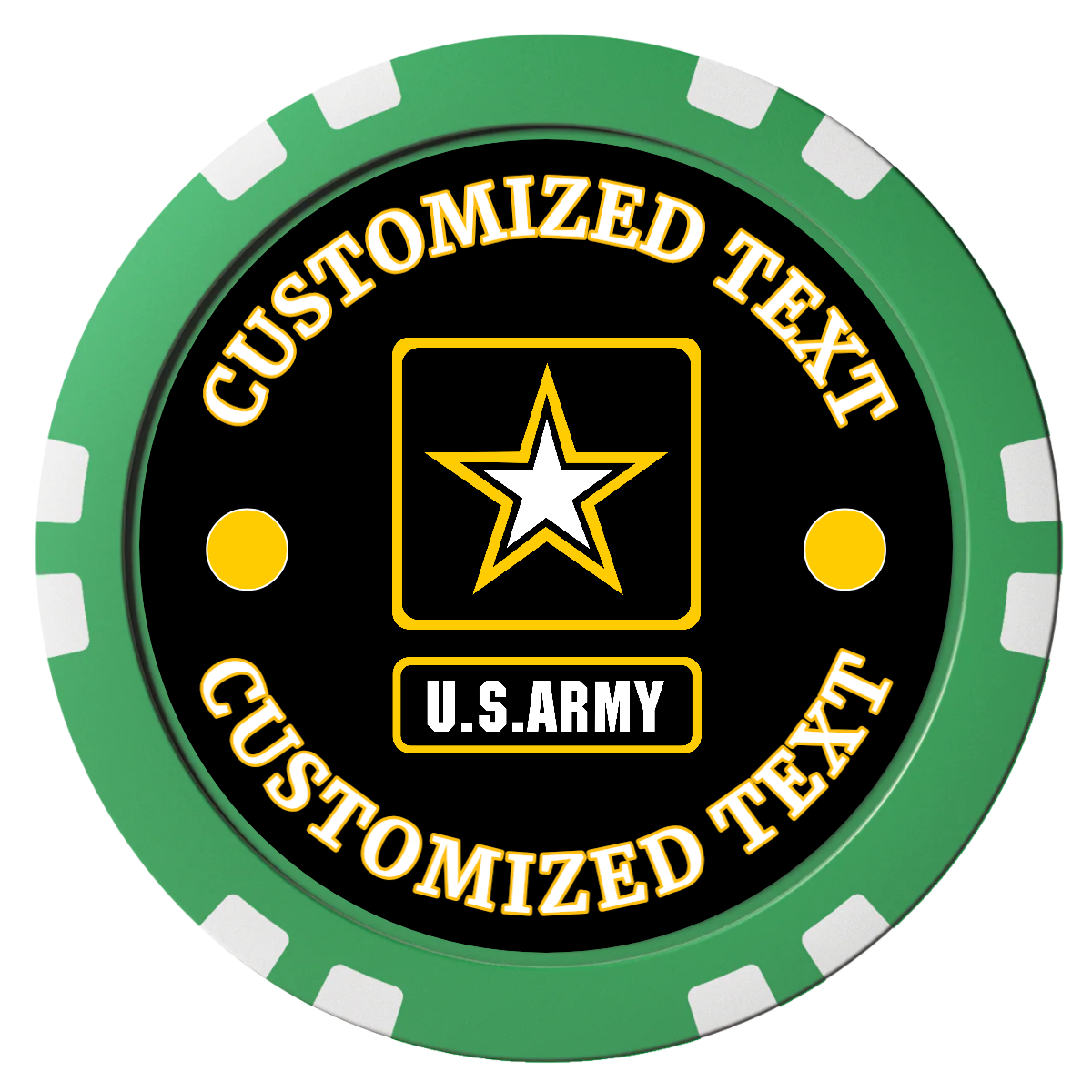 Army Strong Composite Poker Chips - Green / Double Stripe - Front