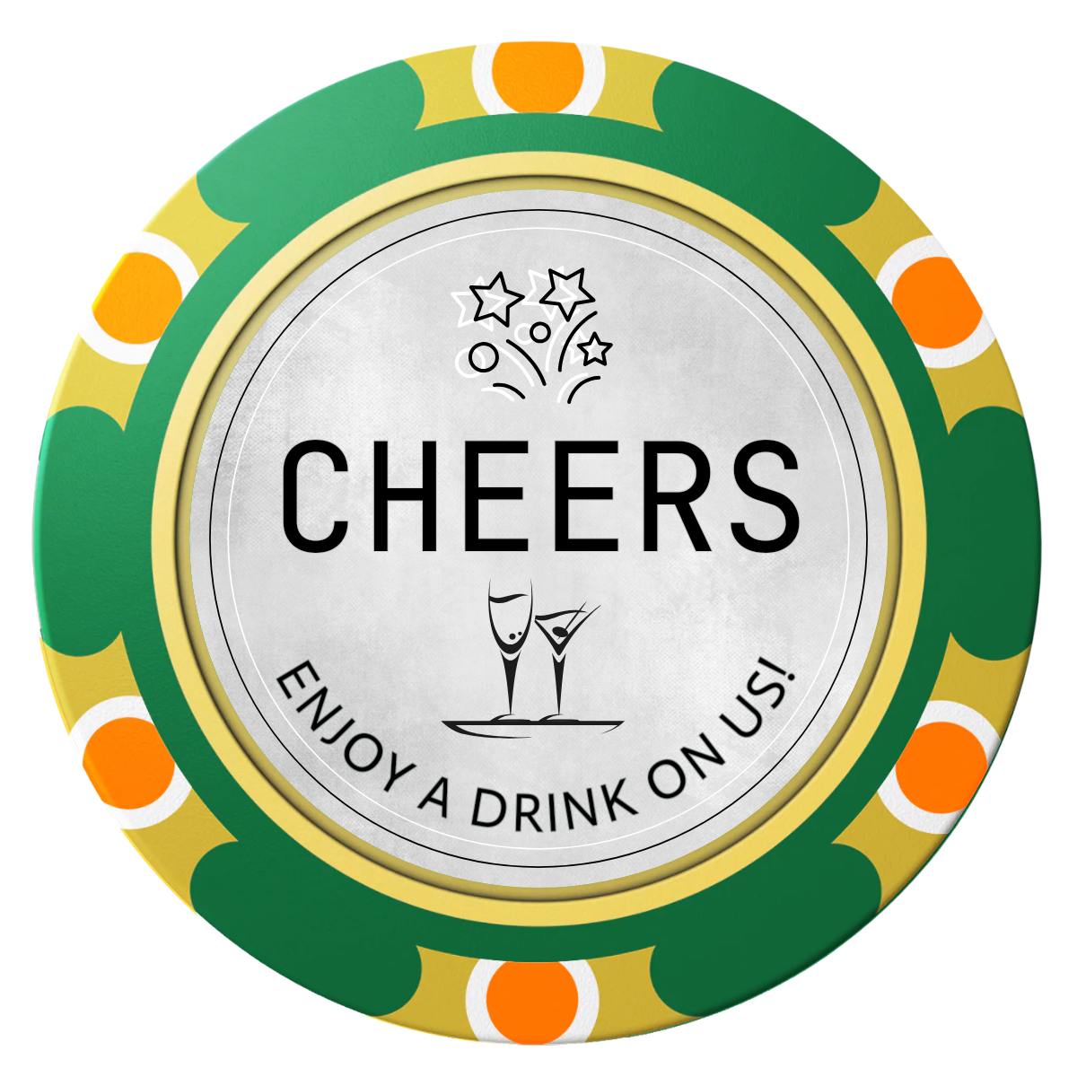 Chique Wedding Token Clay Poker Chips - Green / Monte Carlo / 40mm - Front