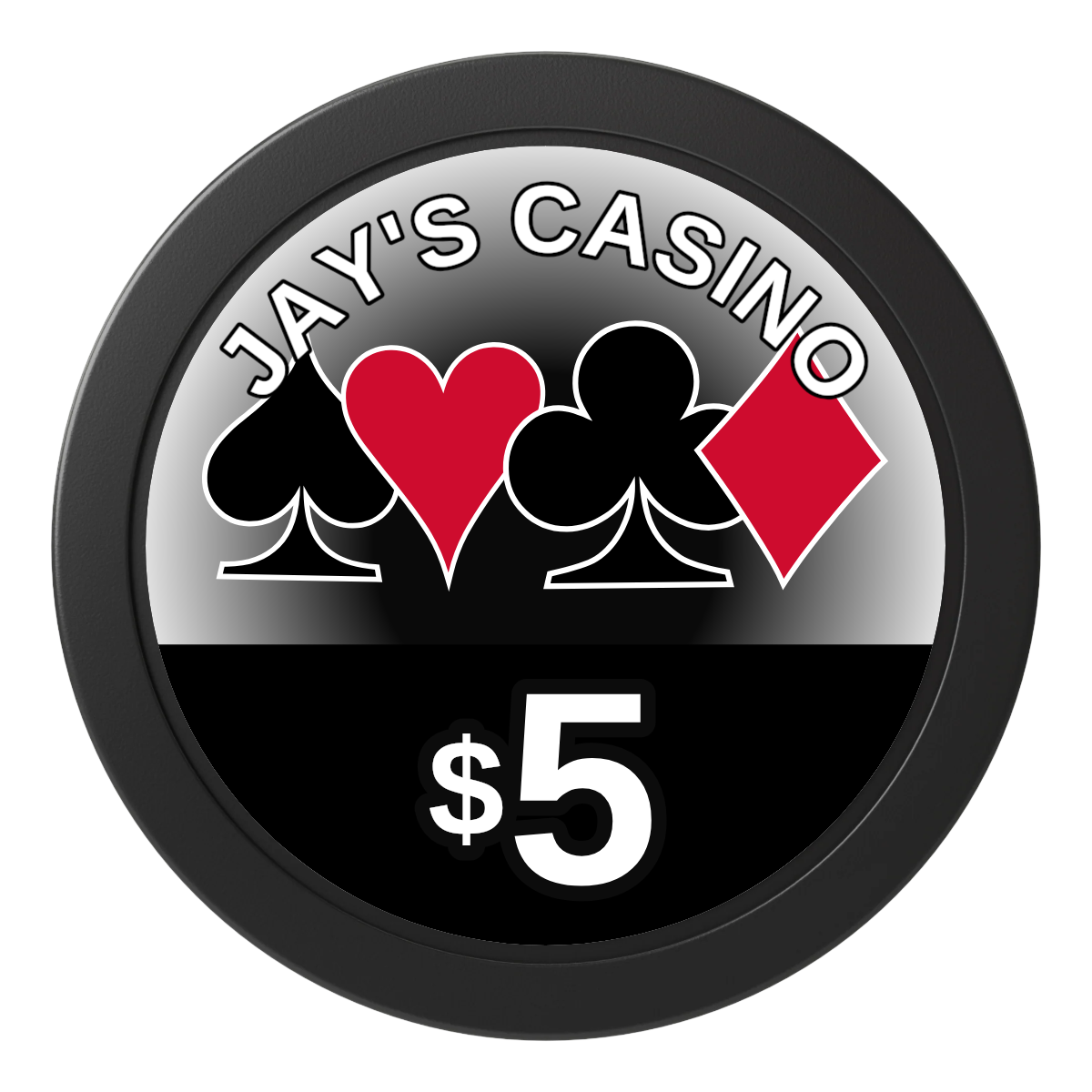 Jay's Casino 2" Composite Dealer Button - Black - Front