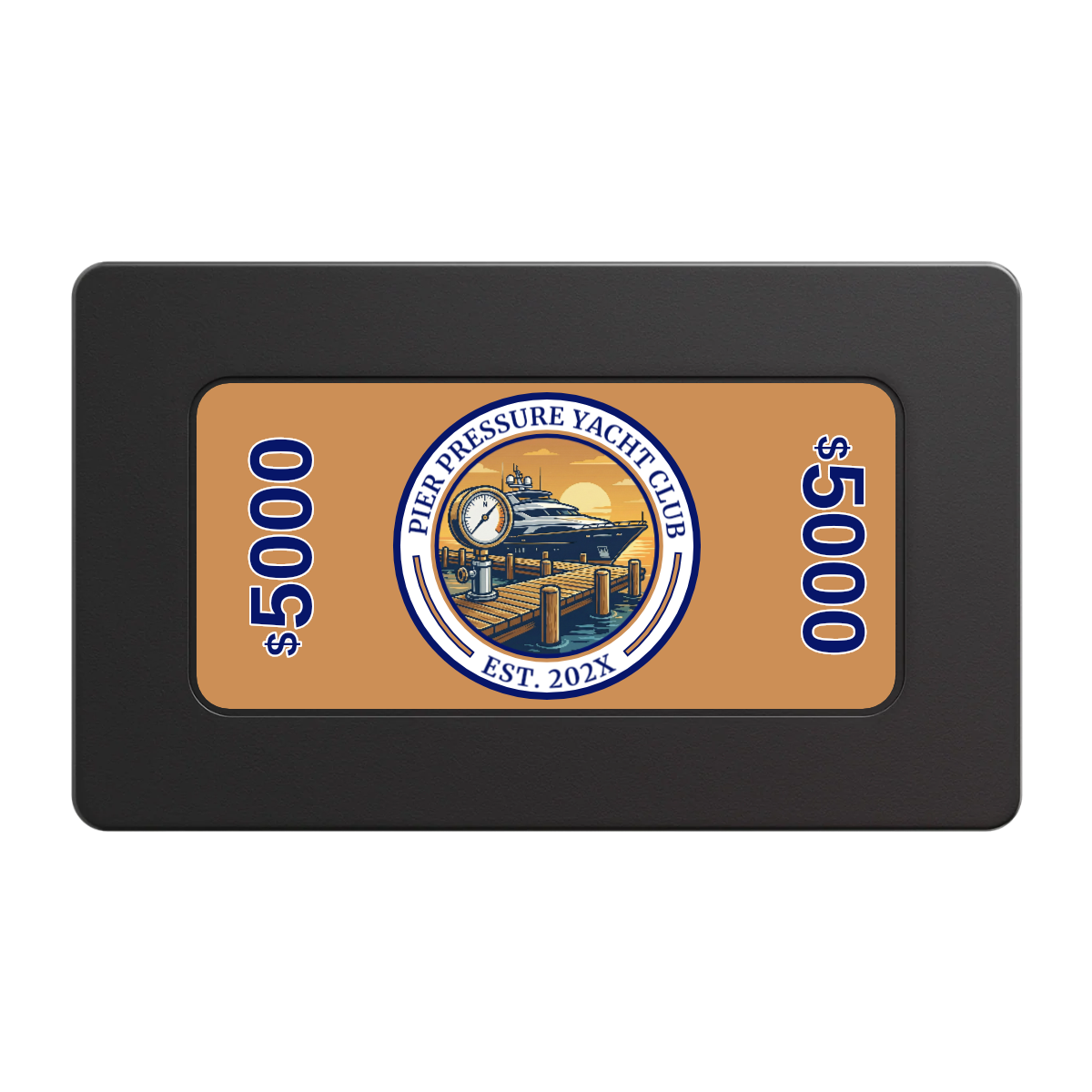 Anchor Down Card Room Rectangular Poker Chip Plaques - Black - Back