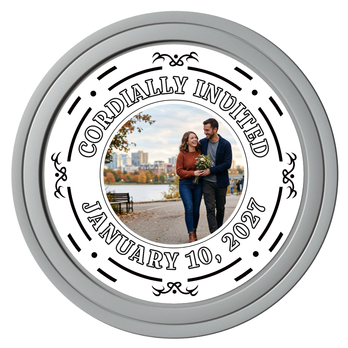 Save the Date Element Composite Poker Chips - Gray / Solid - Front