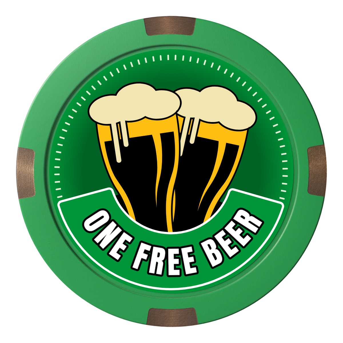 Double Pint 2 Composite & Metal Hybrid Poker Chips - Green - Front