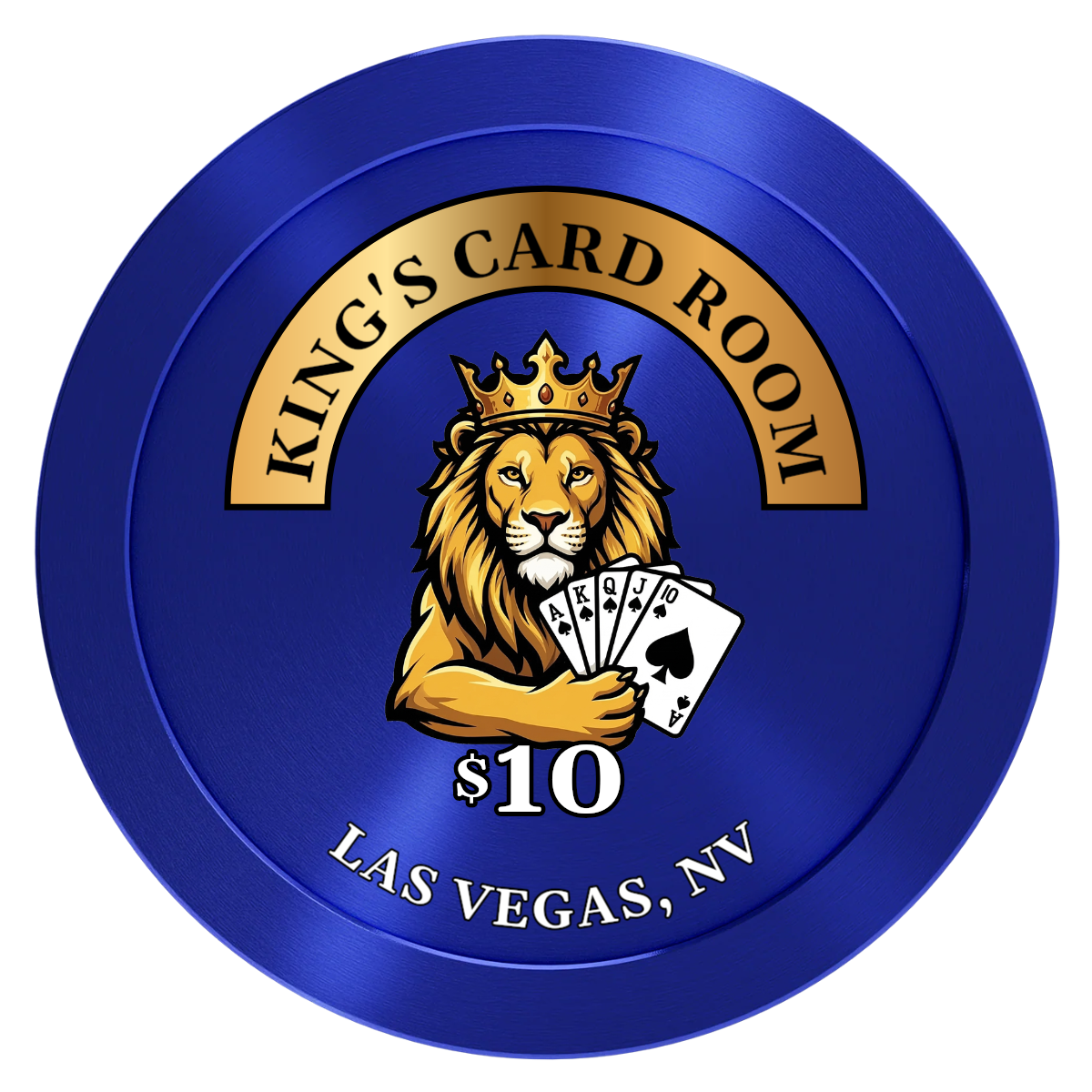 King's Card Room Aluminum Poker Chips - Blue - Front
