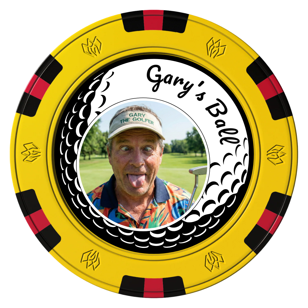 Gary's Ball Clay Poker Chips - Yellow / 6 Spot Gem / 40mm - Front