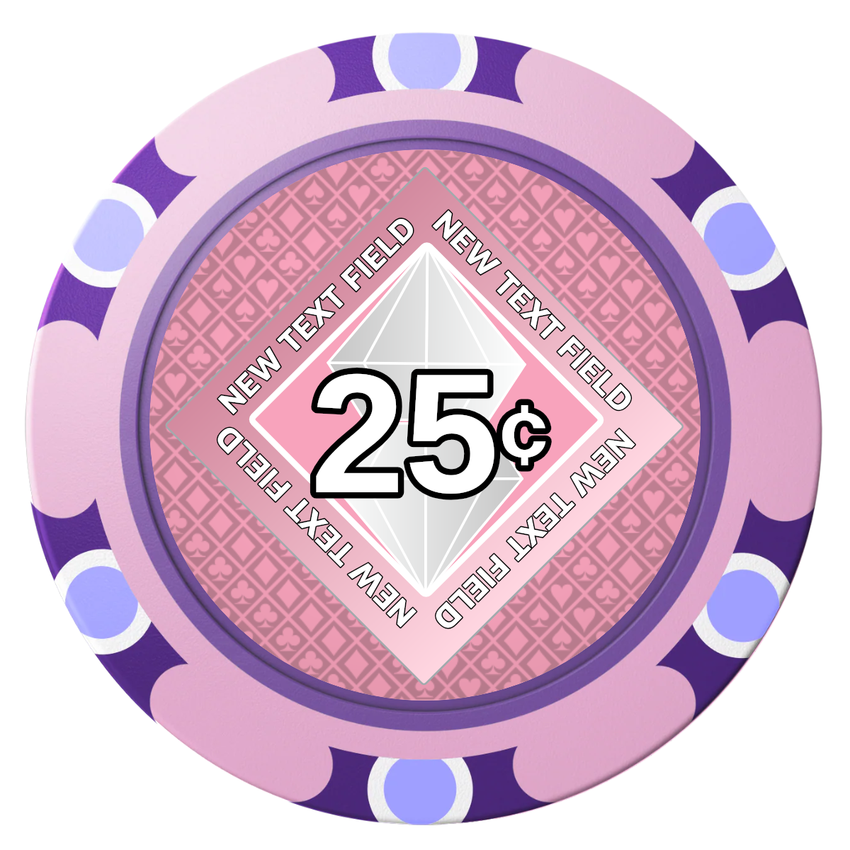 Diamond in the Rough Clay Poker Chips - Pink / Monte Carlo / 40mm - Front