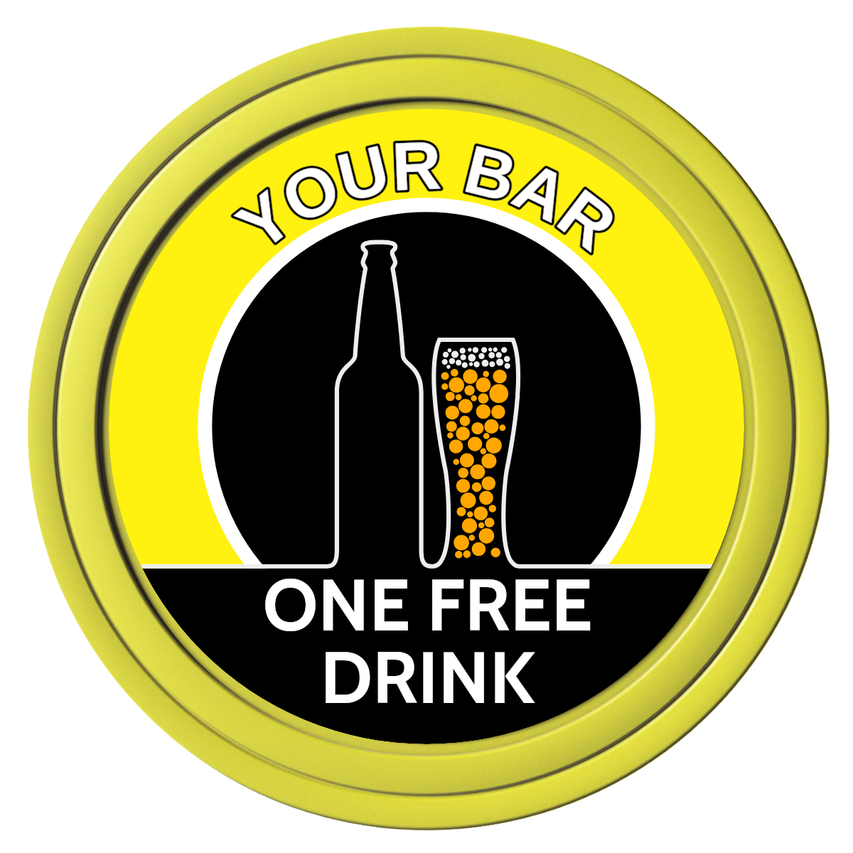 Beer and Glass Composite Poker Chips - Yellow / Solid - Front