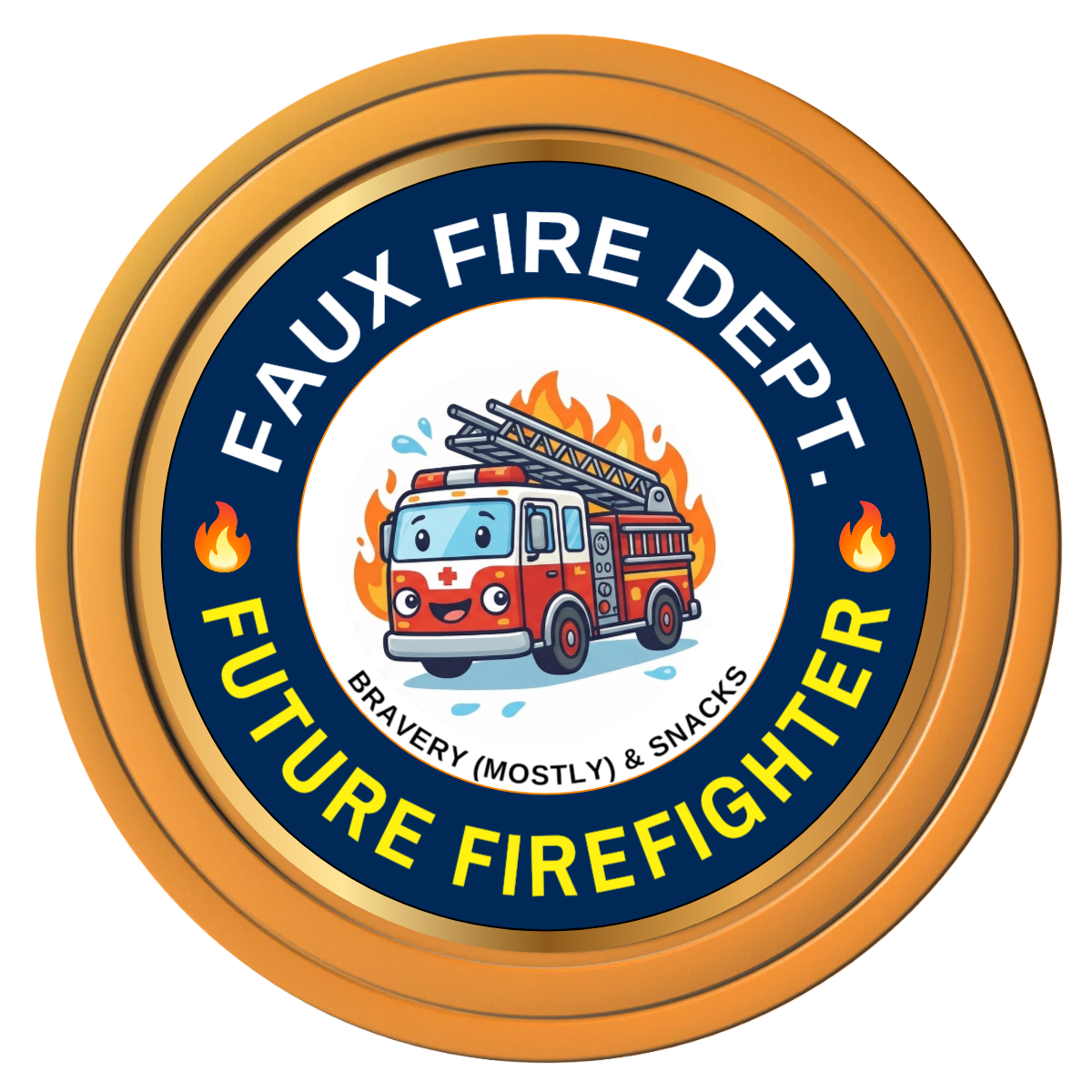 Future Firefighter Composite Poker Chips - Orange / Solid - Front