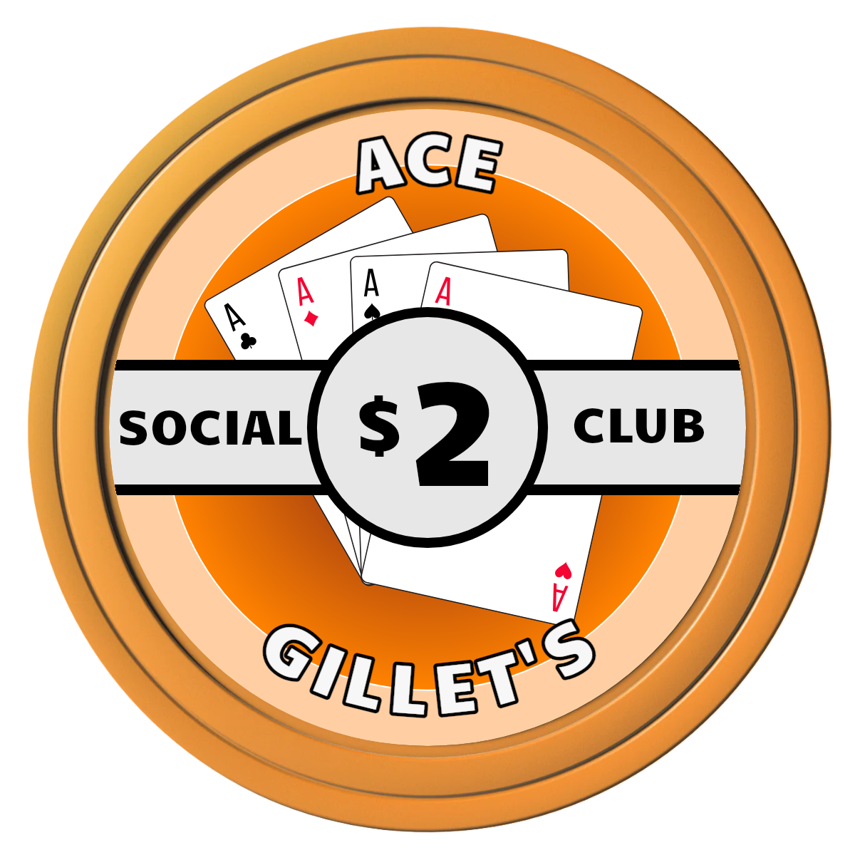 Ace Gillet's Composite Poker Chips - Orange / Solid - Front