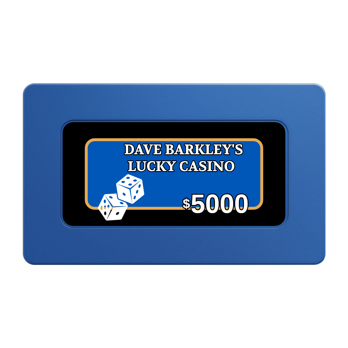 Dave's Lucky Casino Rectangular Poker Chip Plaques - Blue - Front
