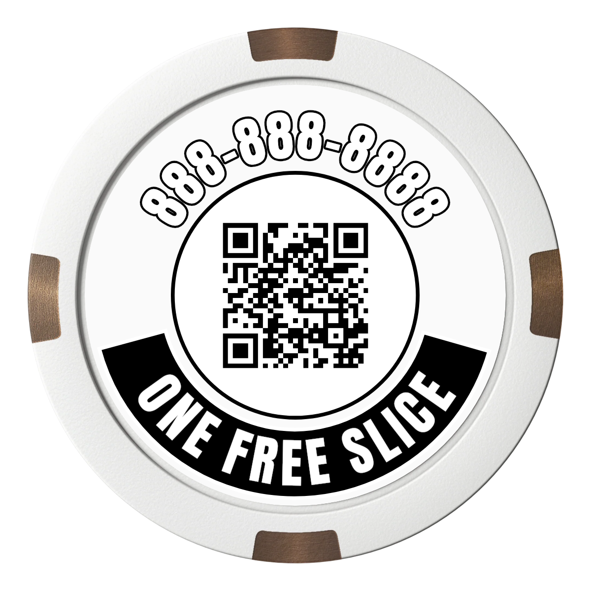 Brew Pub or Pizzeria with Logo Composite & Metal Hybrid Poker Chips - White - Back