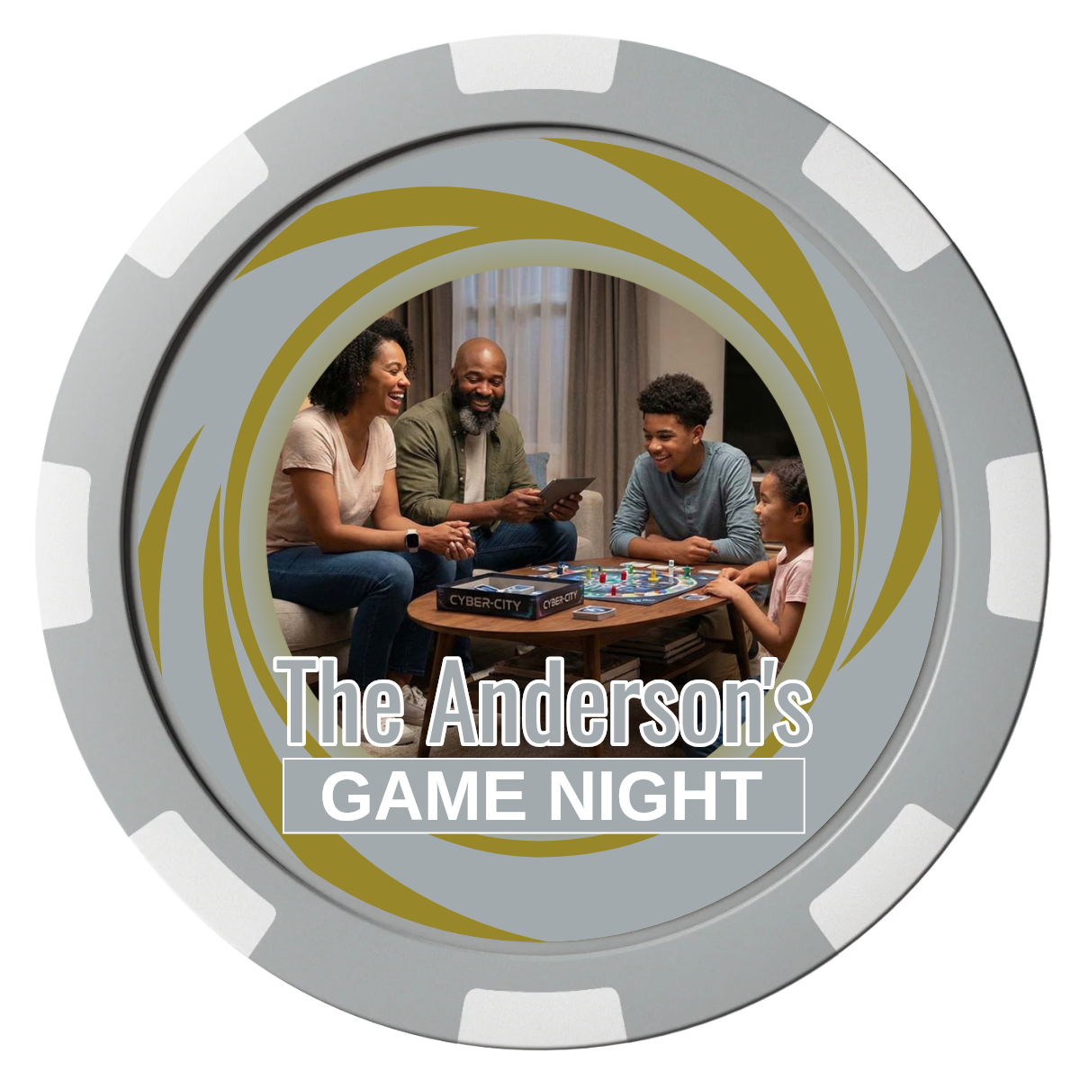Anderson's Game Night Composite Poker Chips - Gray / 8 Spot - Front