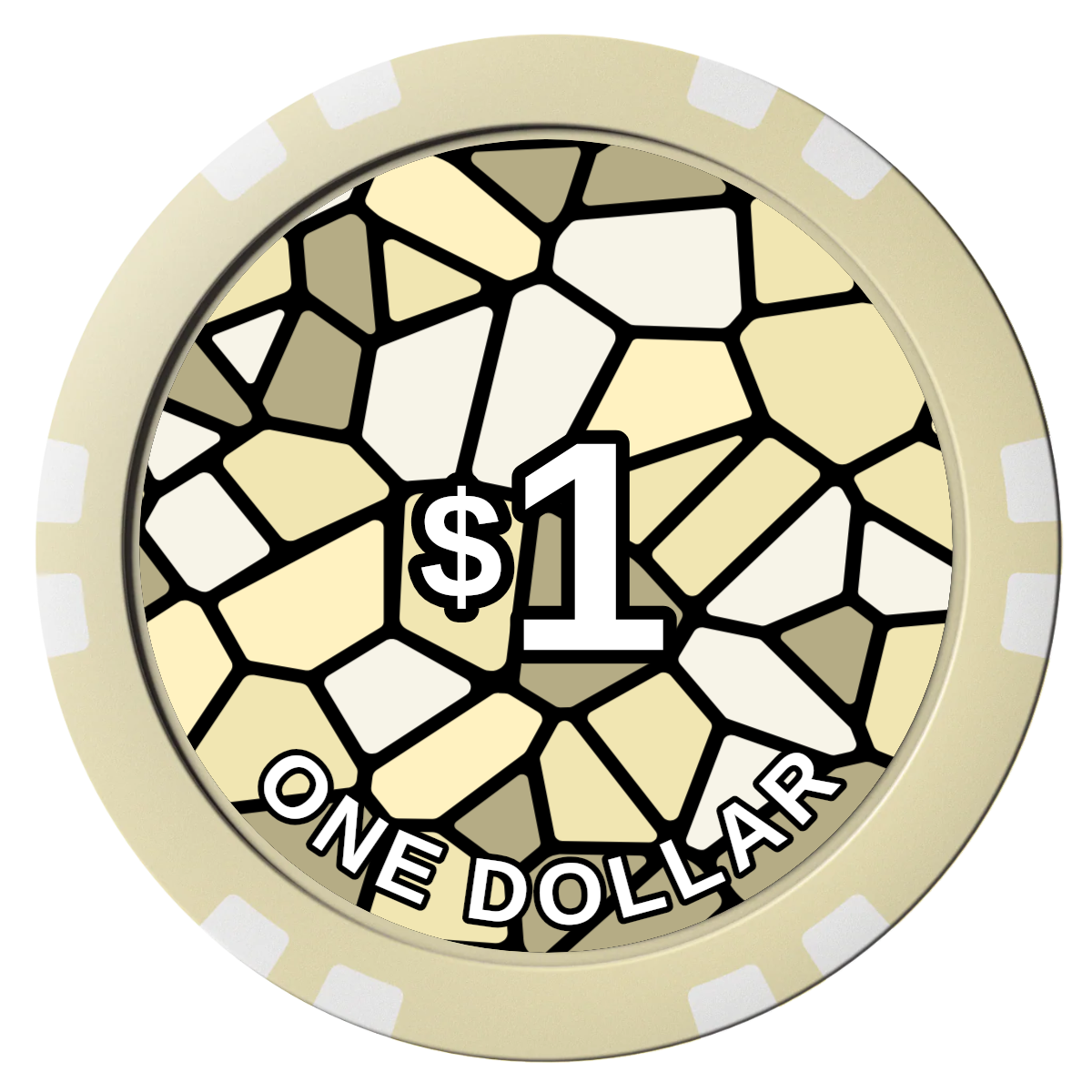 Stained Glass Composite Poker Chips - Ivory / Double Stripe - Front