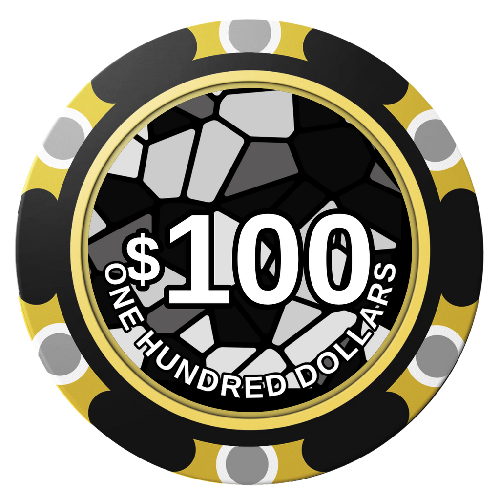 Stained Glass Clay Poker Chips - Black / Monte Carlo / 40mm - Back