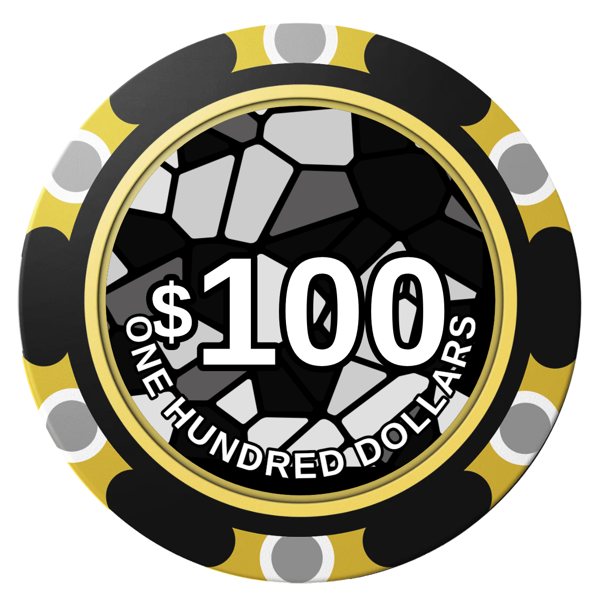 Stained Glass Clay Poker Chips - Black / Monte Carlo / 40mm - Back