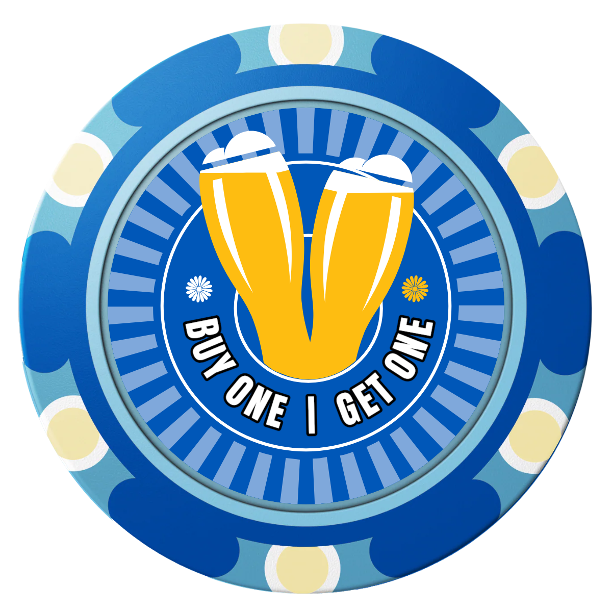 Double Pint Clay Poker Chips - Blue / Monte Carlo / 40mm - Front
