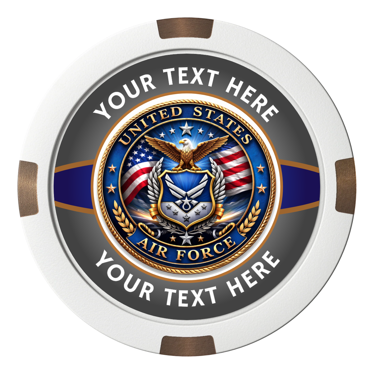 Air Force Composite & Metal Hybrid Poker Chips - White - Front