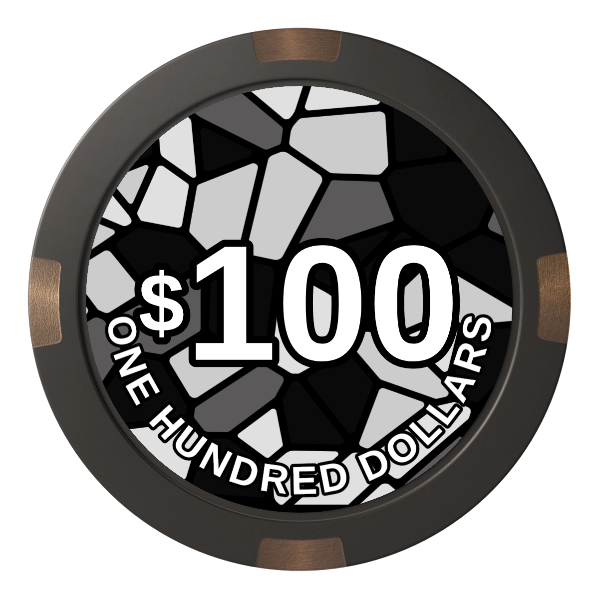 Stained Glass Composite & Metal Hybrid Poker Chips - Black - Front