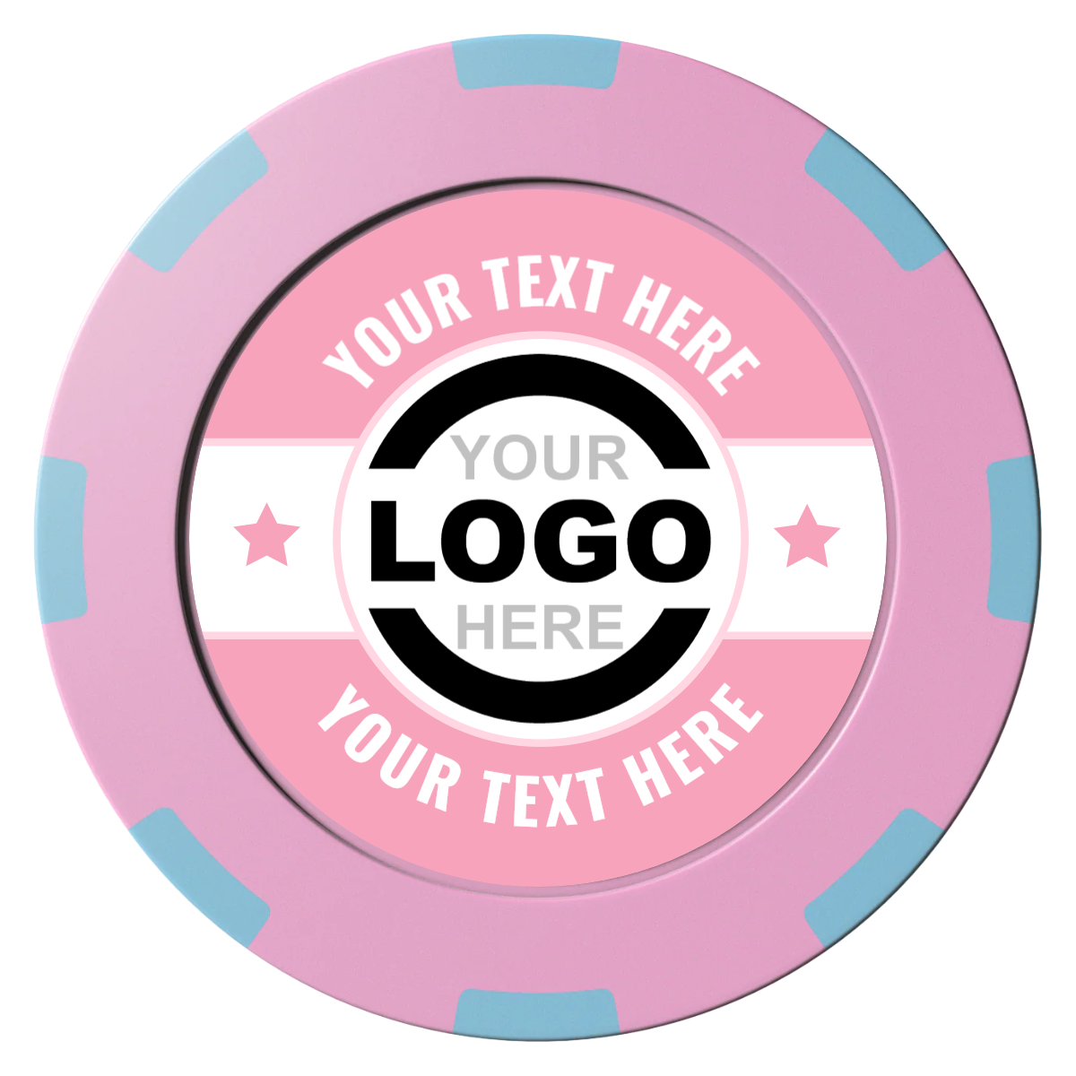 Star Banner Clay Poker Chips - Pink / 8 Spot (2 Tone) / 40mm - Front