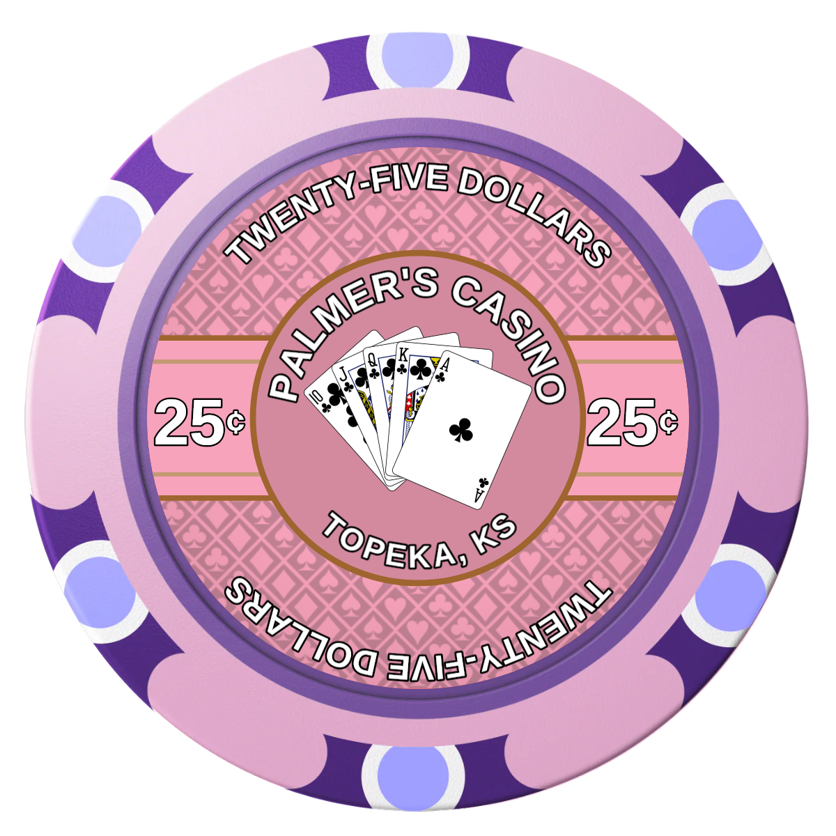 Palmer's Casino Clay Poker Chips - Pink / Monte Carlo / 40mm - Front