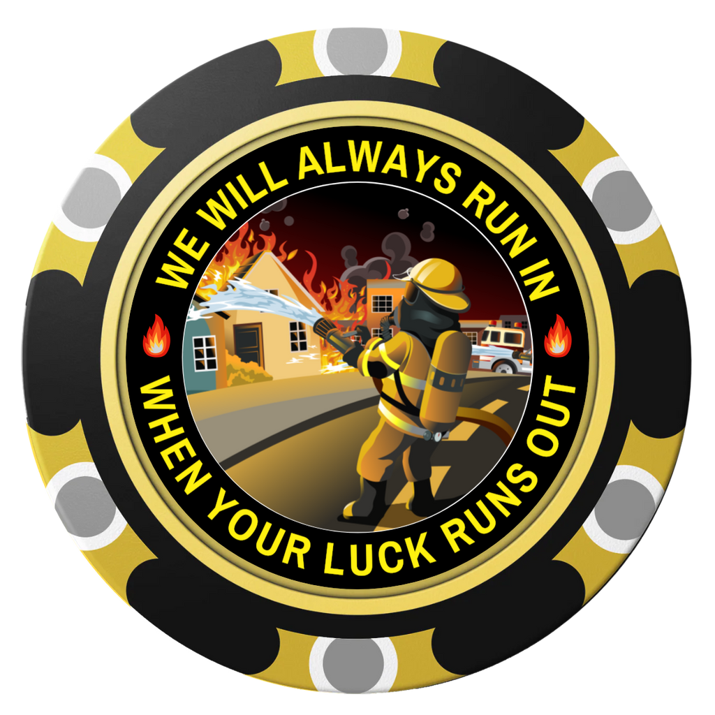 Firefighter Maltese Cross Clay Poker Chips - Black / Monte Carlo / 40mm - Front