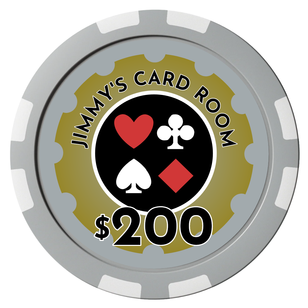 Your Four Suits Composite Poker Chips - Gray / 8 Stripe - Front