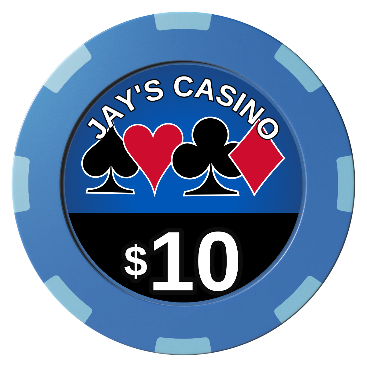 Jay's Casino Clay Poker Chips - Blue / 8 Spot (2 Tone) / 40mm - Front