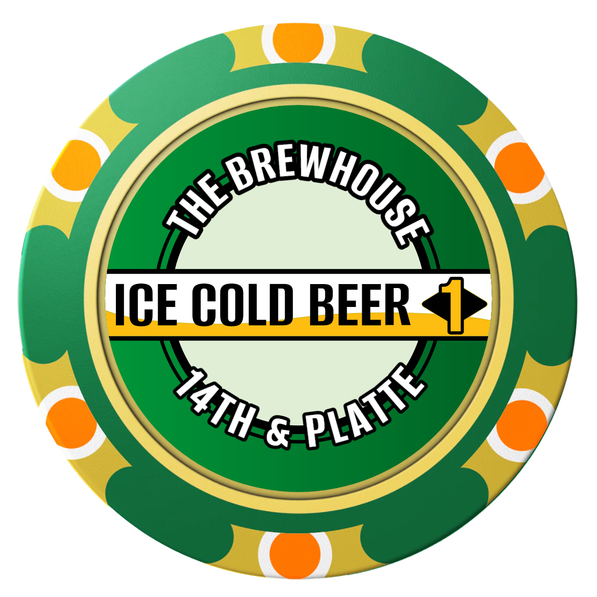 Ice Cold Beer Drink Token Clay Poker Chips - Green / Monte Carlo / 40mm - Front