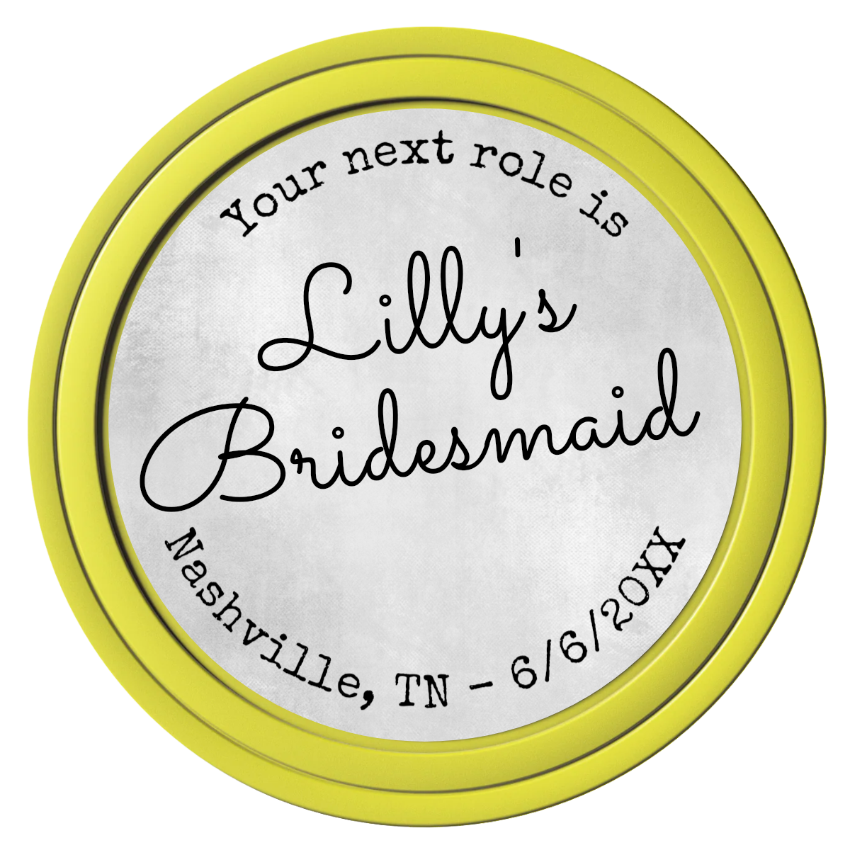 Be My Bridesmaid Simple Composite Poker Chips - Yellow / Solid - Front
