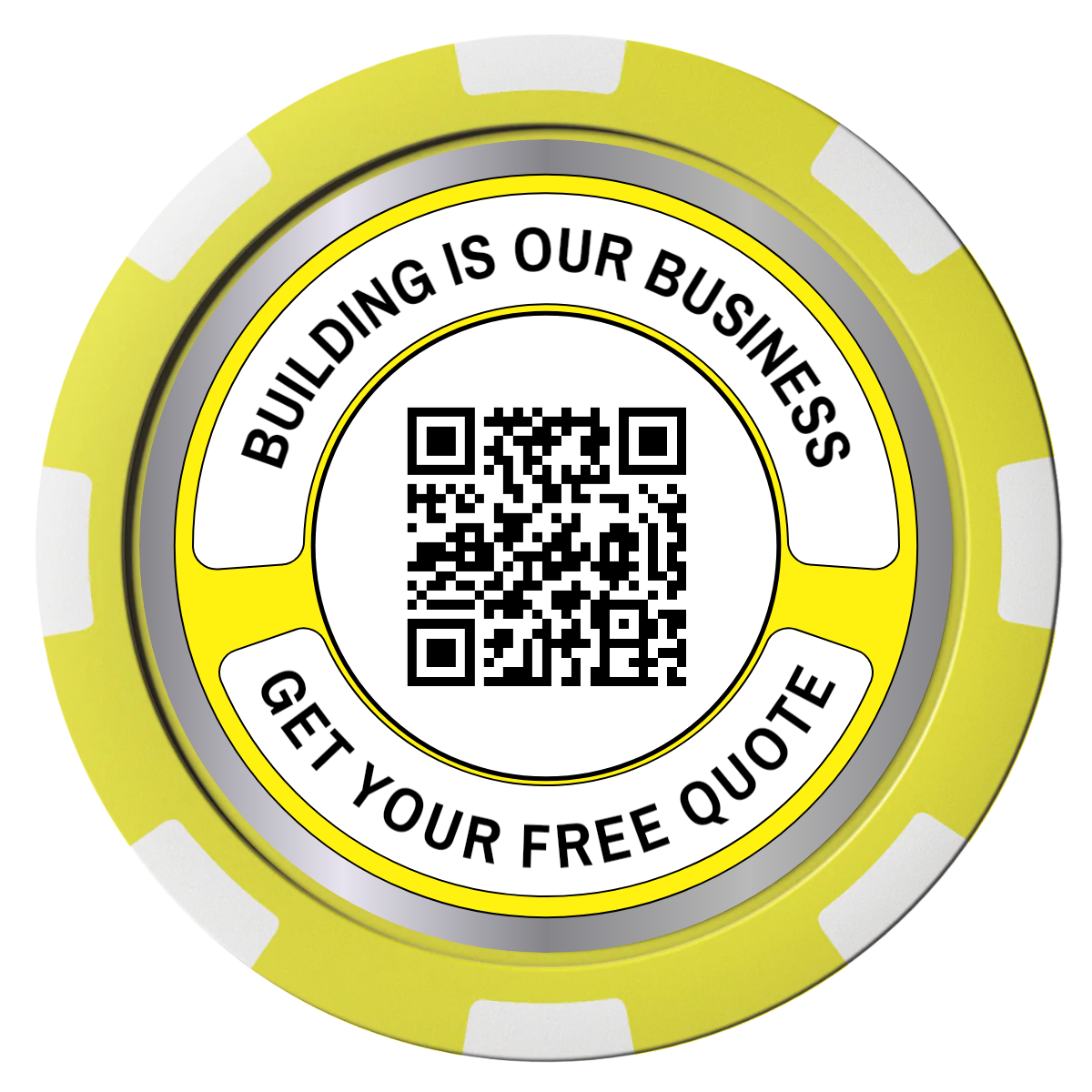 Acme Construction Composite Poker Chips - Yellow / 8 Stripe - Front