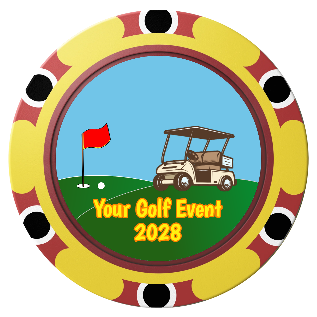 Going Golfing Today Clay Poker Chips - Yellow / Monte Carlo / 40mm - Front