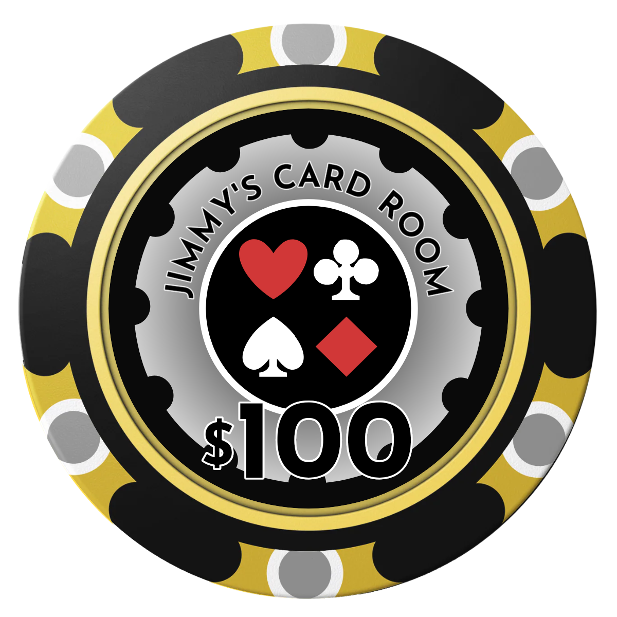 Your Four Suits Clay Poker Chips - Black / Monte Carlo / 40mm - Front