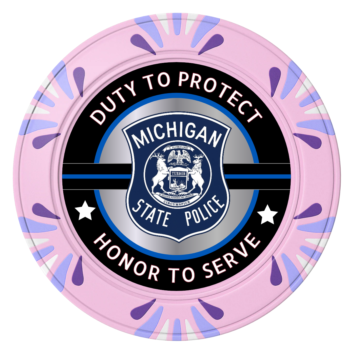 Police Department #01 Clay Poker Chips - Pink / Macau / 40mm - Front