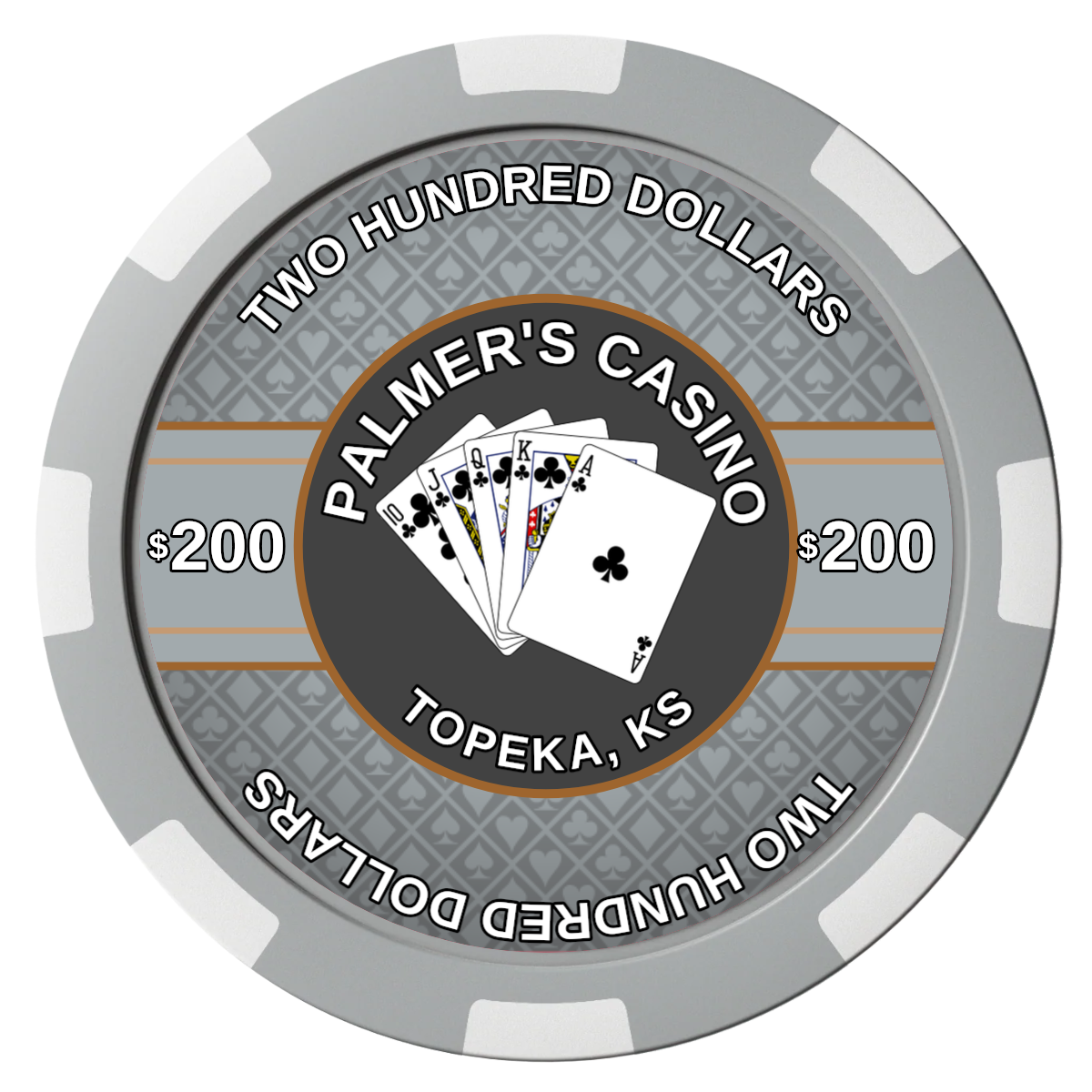 Palmer's Casino Composite Poker Chips - Gray / 8 Spot - Front