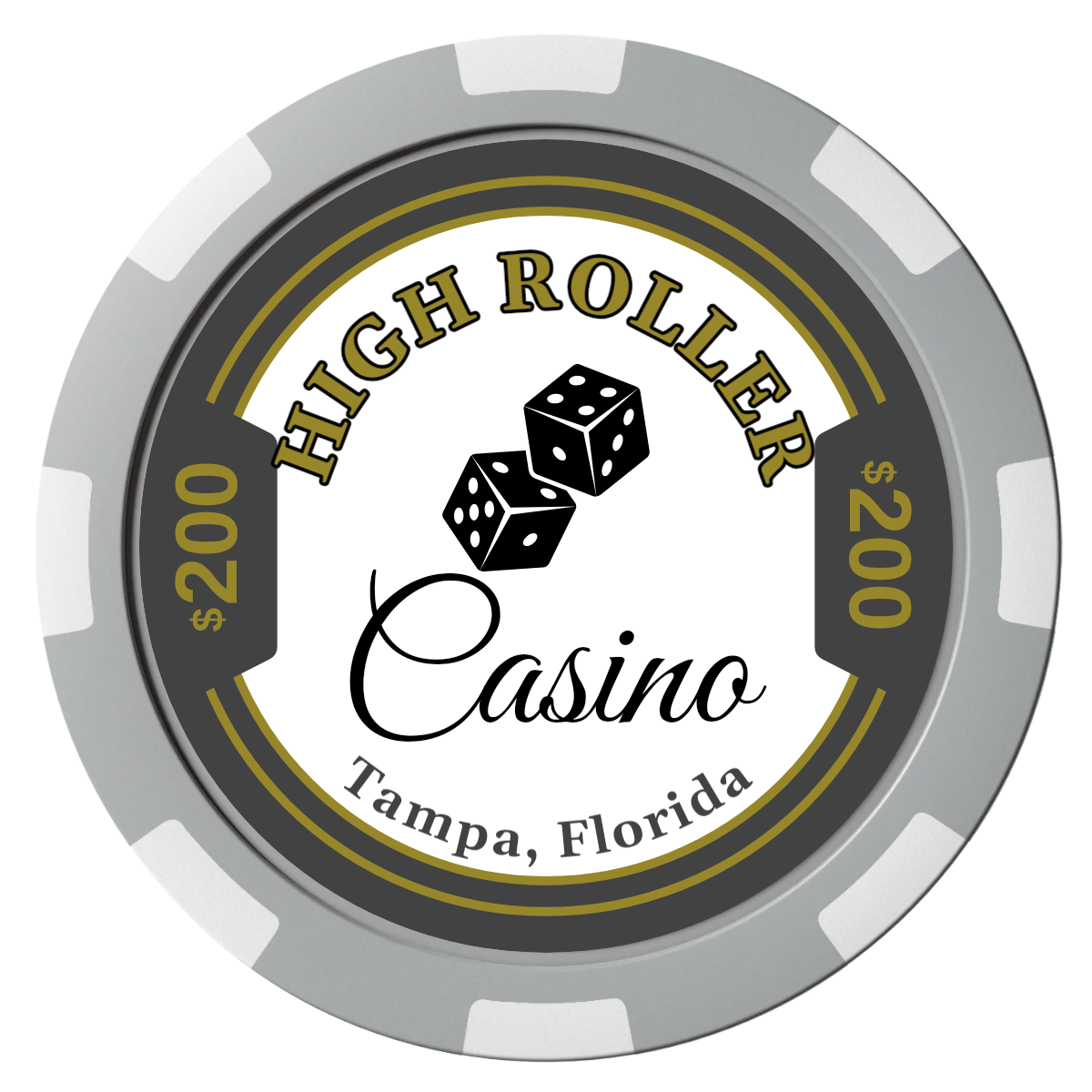High Roller Casino Composite Poker Chips - Gray / 8 Spot - Front
