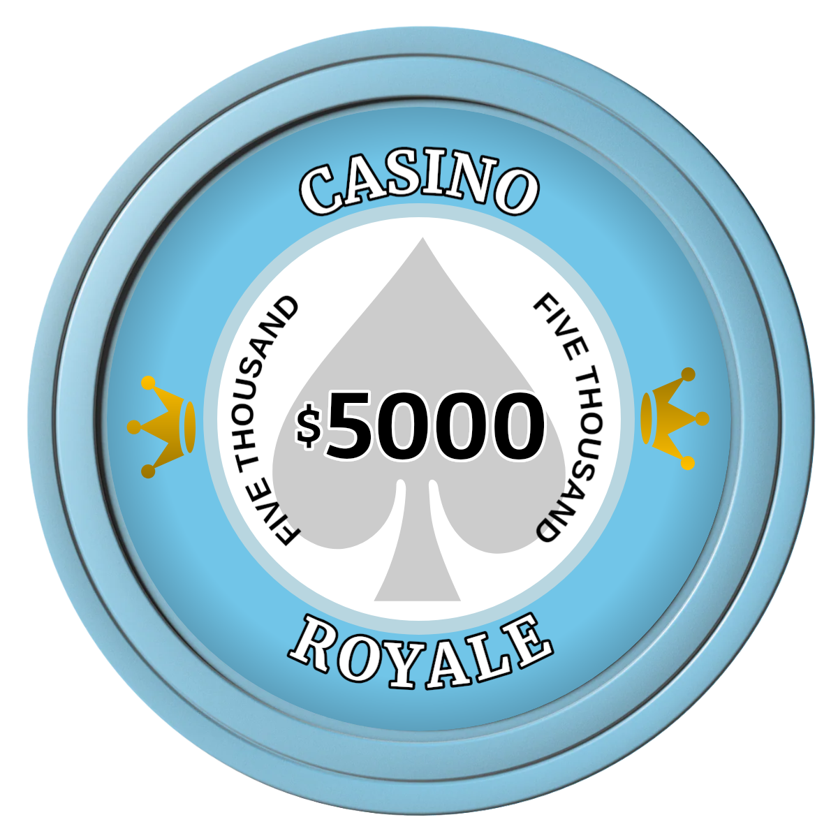 Casino Royale Composite Poker Chips - Light Blue / Solid - Front