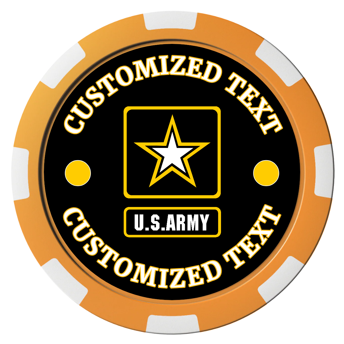 Army Strong Composite Poker Chips - Orange / 8 Spot - Front