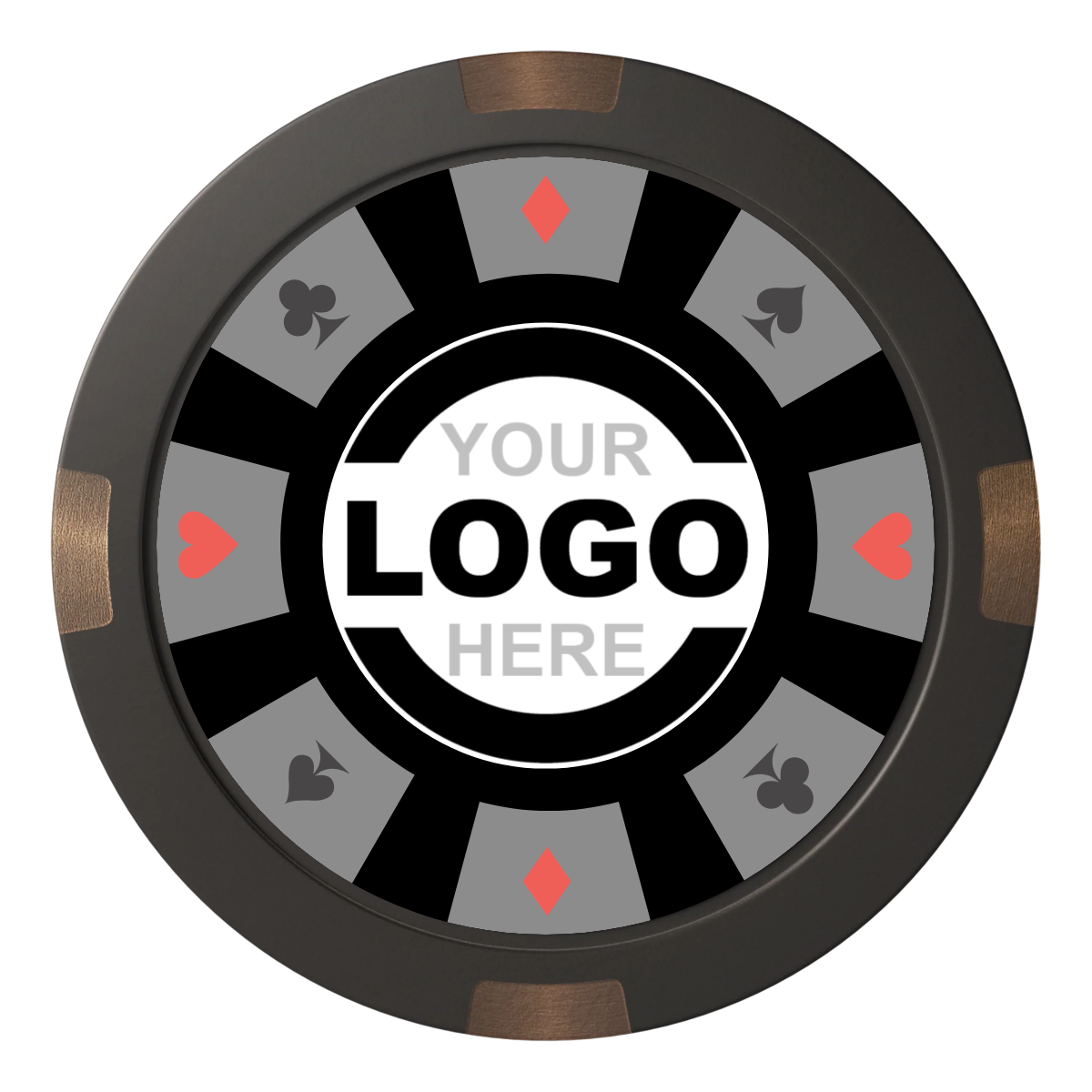 Suit 8 Your Logo Composite & Metal Hybrid Poker Chips - Black - Back