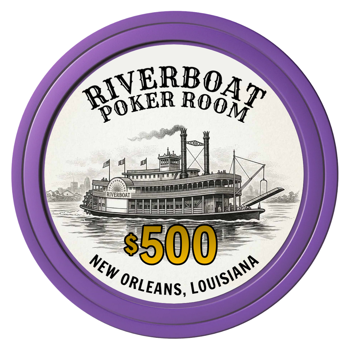 Riverboat Poker Room Composite Poker Chips - Purple / Solid - Front
